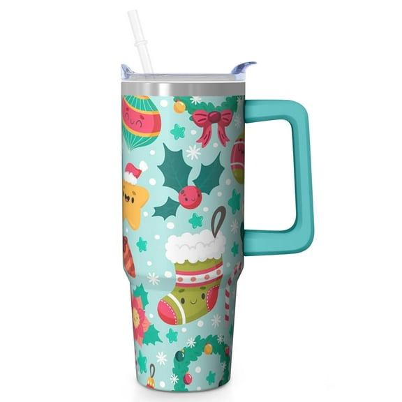 30oz Christmas Tree Tumbler with Straw Lid Double Wall Stainless Steel Cup Holiday Gifts for Women Men