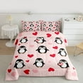 thumbnail image 2 of Castle Fairy Cartoon Penguin Queen Comforter Set,Red Love Heart Bedding Comforter Set, 2 of 8