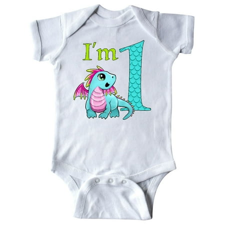 Blue and Pink Baby Dragon First Birthday Infant Creeper