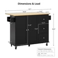 thumbnail image 5 of 52.7" Rolling Kitchen Island with Storage & Drop Leaf, Adjustable Shelf, Spice & Towel Rack for Small Kitchen & Dining Room, Black, 5 of 8
