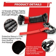 TYT Off-Road Winch Rope Kit - 3/16 x 50, 8500 Lbs - Black Synthetic Winch Cable with Protective Sheath, Heavy-Duty Hook, Safety Pull Strap & Rubber Stopper - Ideal for 4WD ATV UTV Vehicles