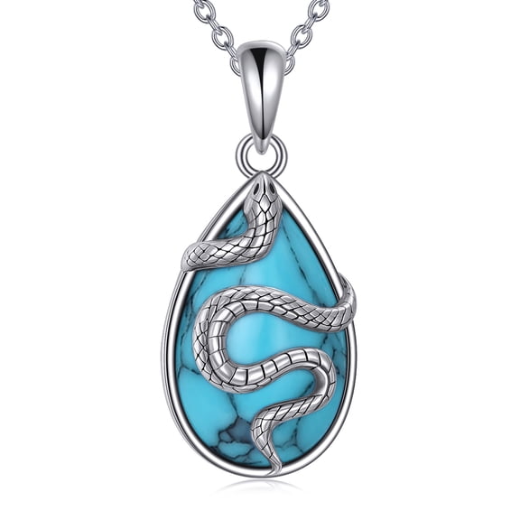 Snake Necklace 925 Sterling Silver Snake Pendant Turquoise Jewelry Gifts For Women