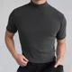 thumbnail image 2 of Playera De Cuello Alto Y Fondo Sólido De Manga Corta, 2 of 3