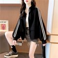 thumbnail image 2 of Chaquetas para mujer, moda coreana, cuello alto holgado, sudaderas con capucha de manga larga, cárdigans de gran tamaño, abrigos con cremallera, ropa informal para mujer, 2 of 4