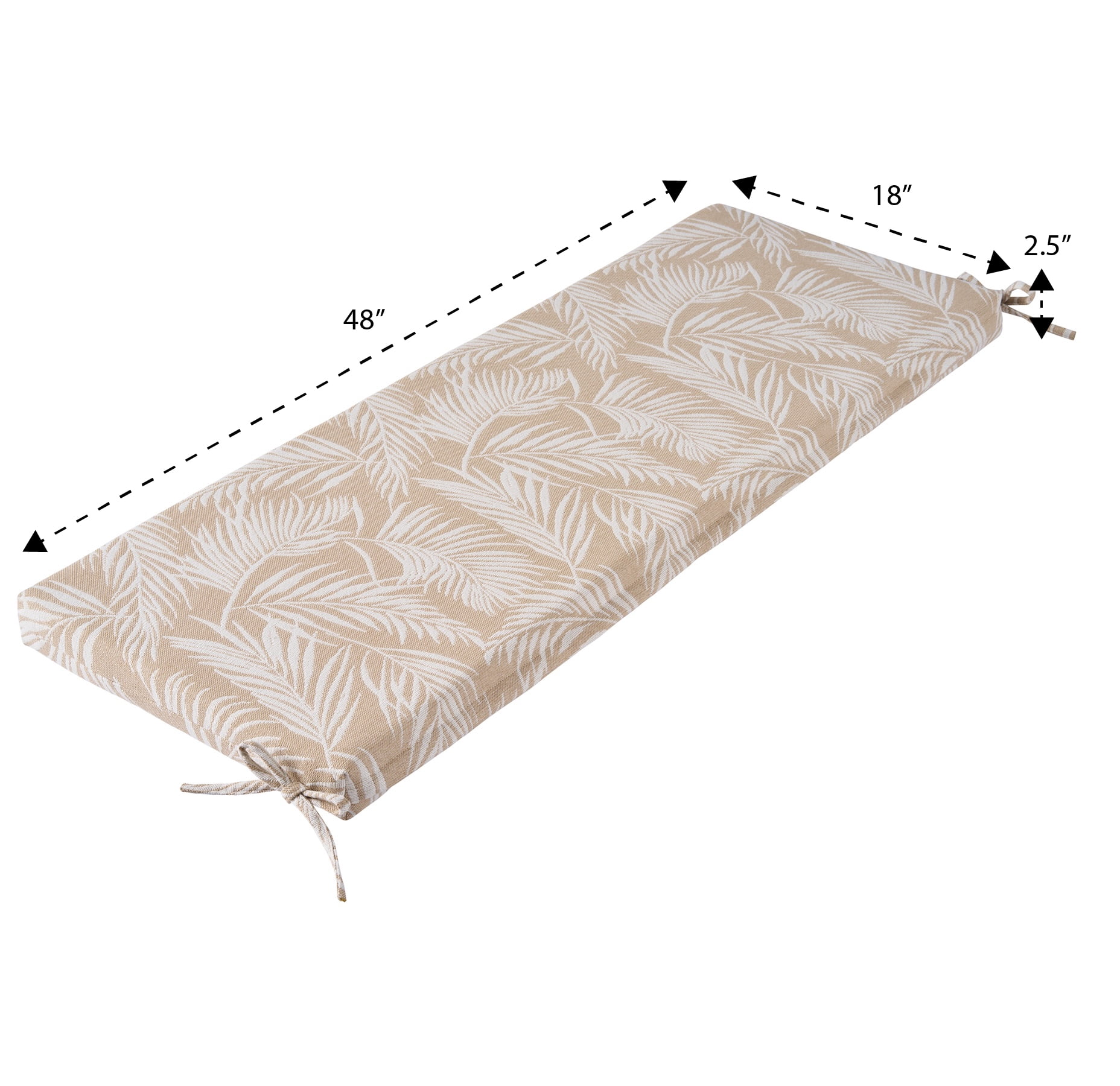 Better Homes & Gardens 48" x 18" Premium Outdoor Bench Seat Cushion, 1-Piece, Palm Tan