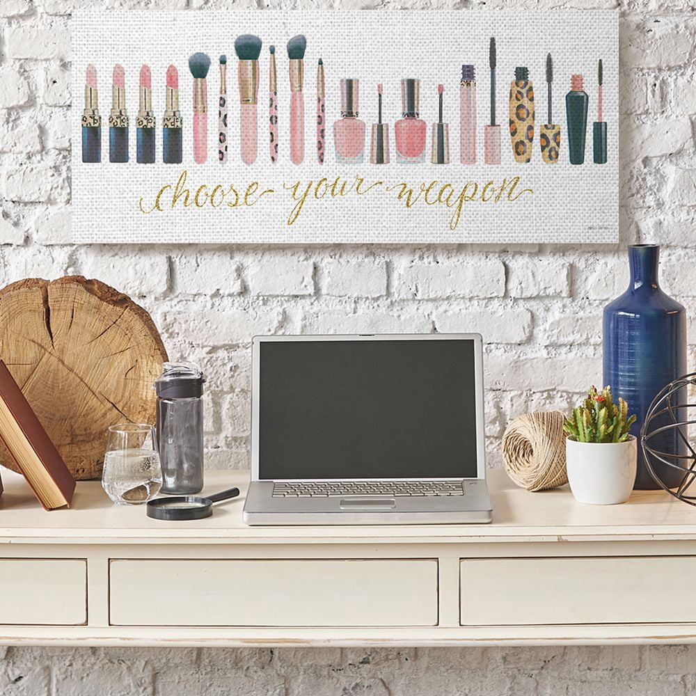 Stupell Industries Choose Your Weapon Phrase Glam Cosmetics Word Art Canvas Wall Art Design by Marco Fabiano, 17" x 40"