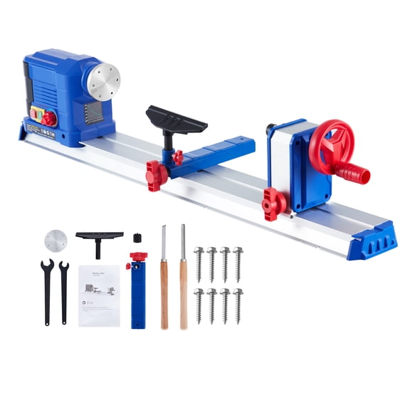 Towallmark Wood Lathe, 10" x 24" Benchtop Wood Lathe Machine 0.8 HP 600W Infinitely Variable Speed 800-3000 RPM, Wood Turning Lathe Machine with Wrench & 2 Chisels for Woodworking, Woodturning