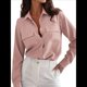 thumbnail image 1 of Camisa Informal de Larga con Solapa y Botones para Mujer, Color Liso, Sencilla, Estilo Casual. Champán XL, 1 of 9