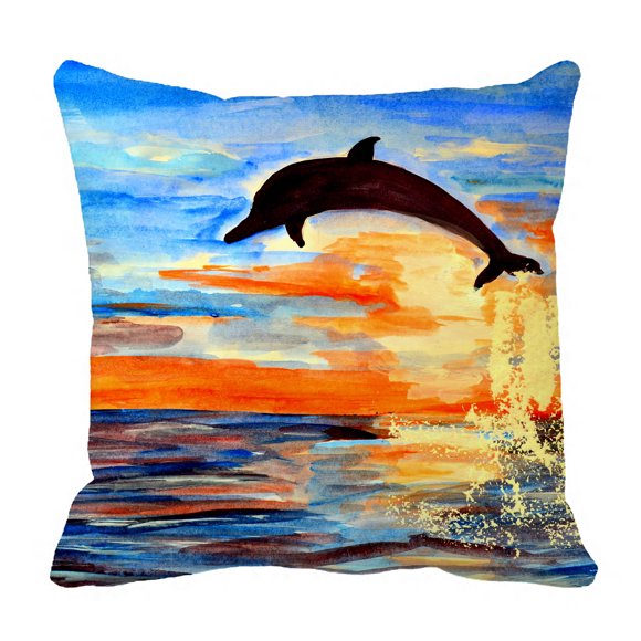 YUSDECOR Dolphin Jumping out of Sea Sunset Seacapes Pillowcase Pillow Cushion Case Cover Twin Sides 20x20 inches