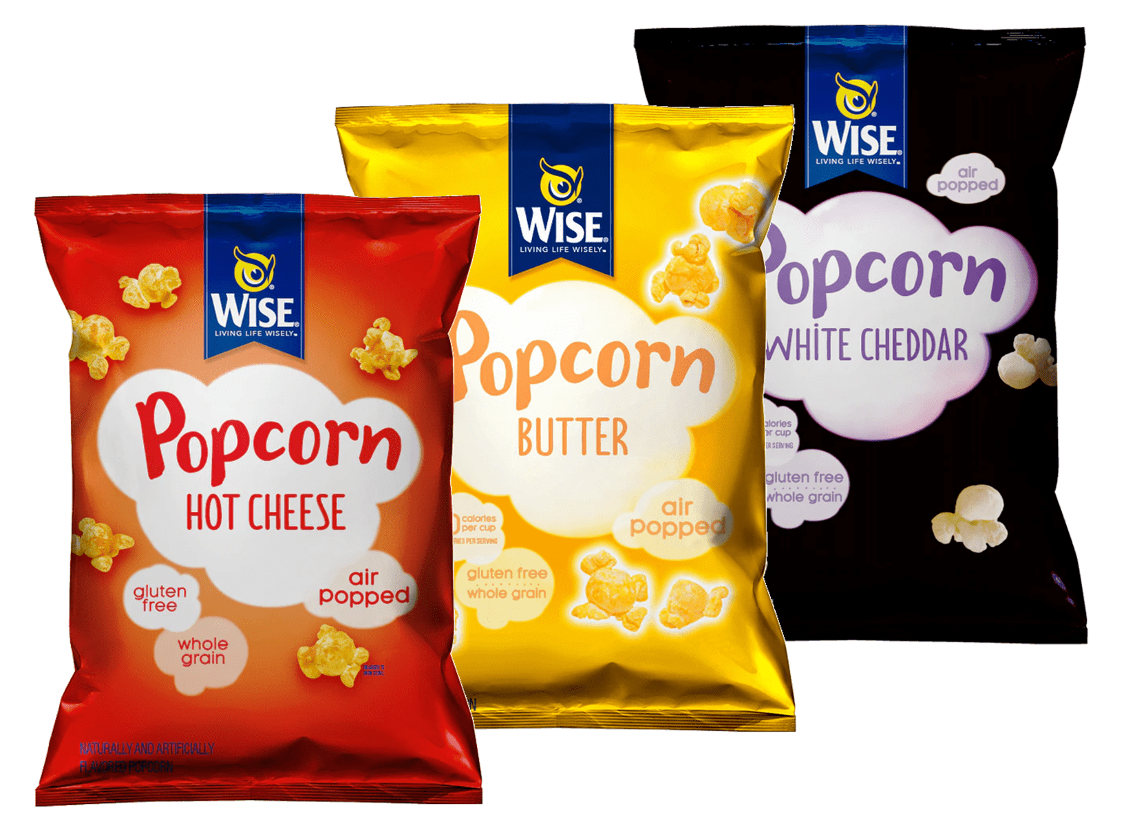 Wise Foods Original Butter, White Cheddar & Hot Cheese Popcorn Variety