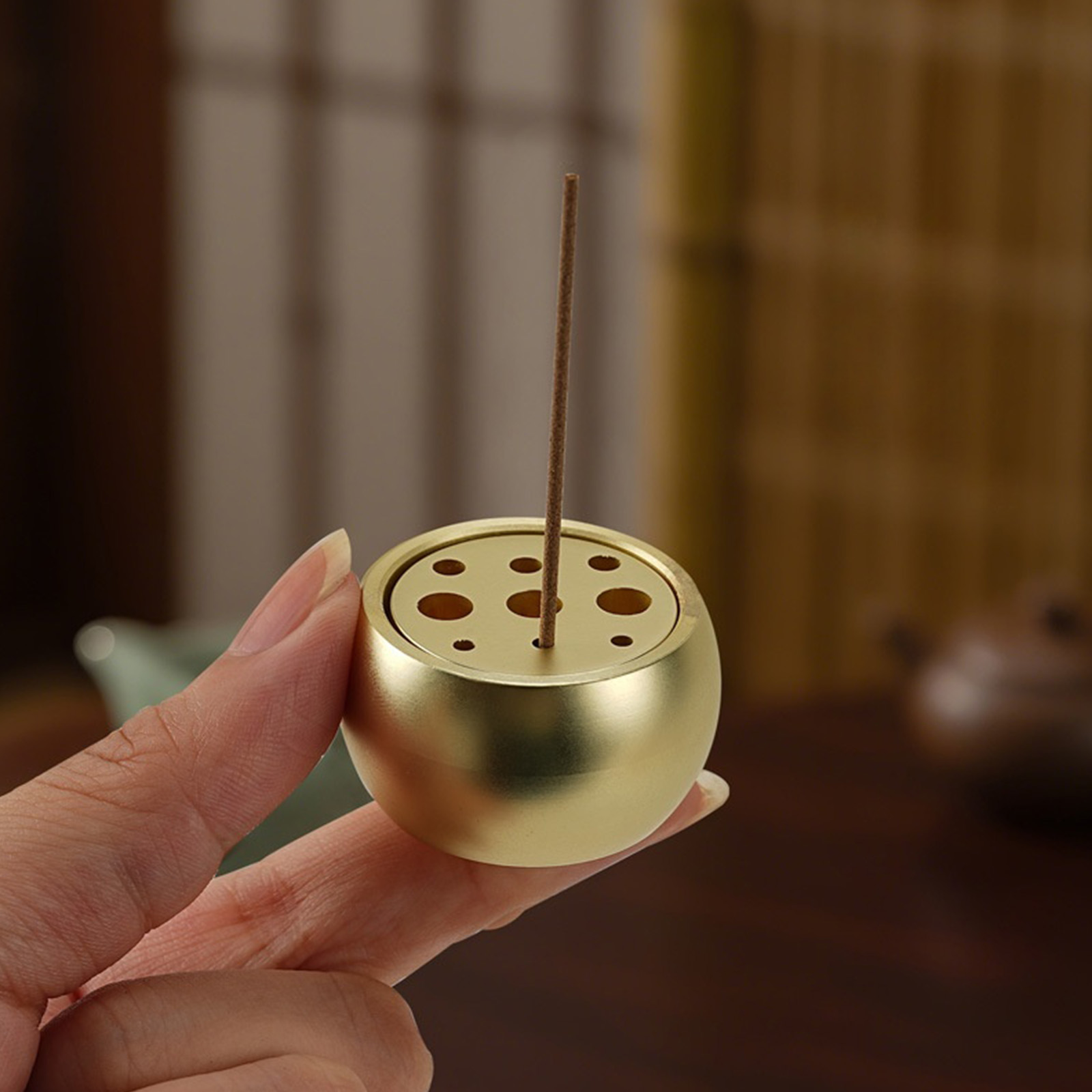 9Holes Incenses Burners,Brass Incenses Holder Ashes Catcher for Meditations Yogas Room