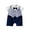 Blue, variant on Baby Boy Tuxedo Romper Two-Piece Vest Style Jumpsuit with Bow Tie Formal Short Sleeve Outfit for Weddings & Baptisms Blue 0-6 Month