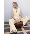 thumbnail image 5 of Firvespy Women's 2 Piece Blazer Outfits Summer Sleeveless V Neck Vest and Wide Leg Pants Set High Waist Tailored Business Casual Suit, 5 of 5
