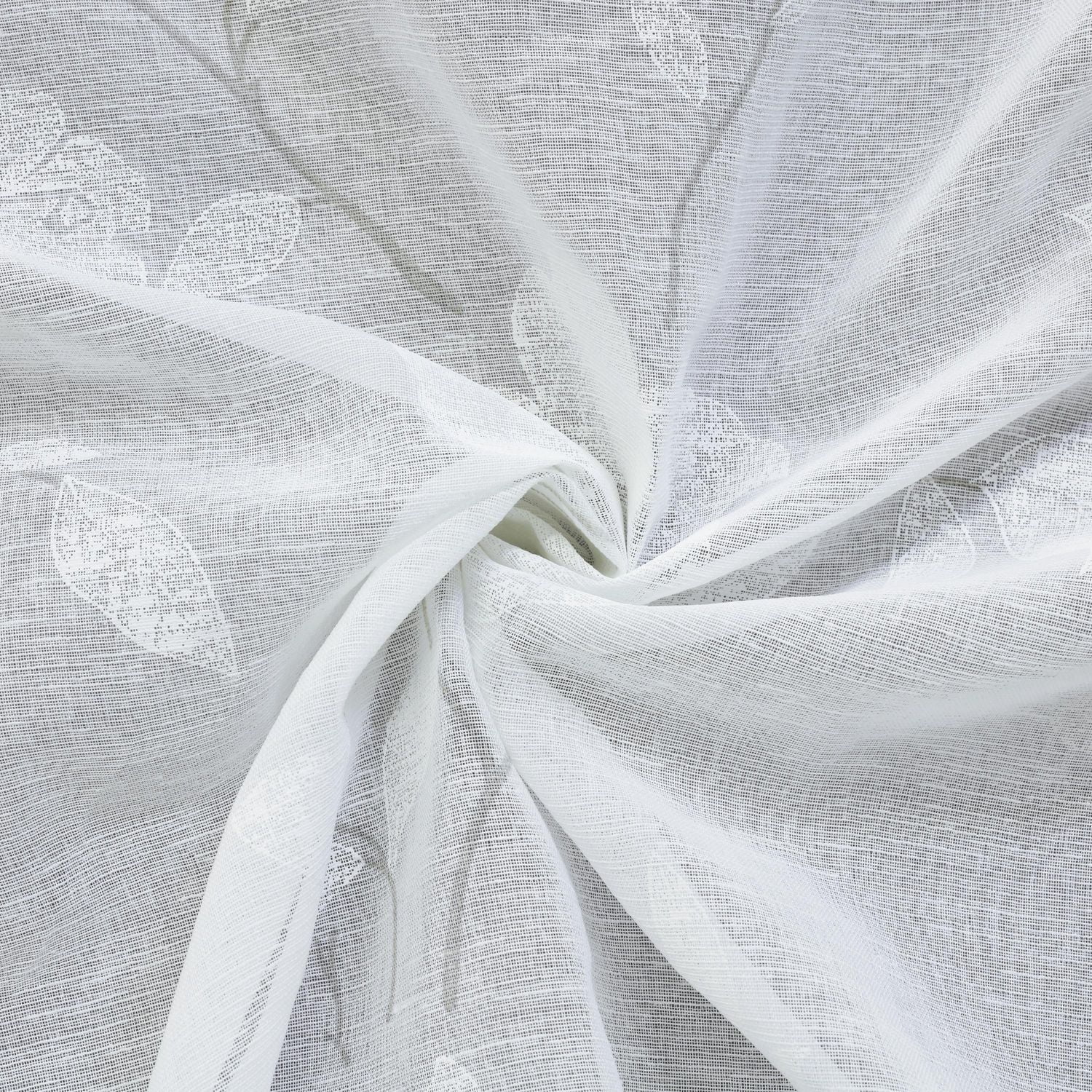 Loft Living Greeley Faux Linen Printed Branches Grommet Single Curtain Panel Semi-sheer 52" x 95" in White