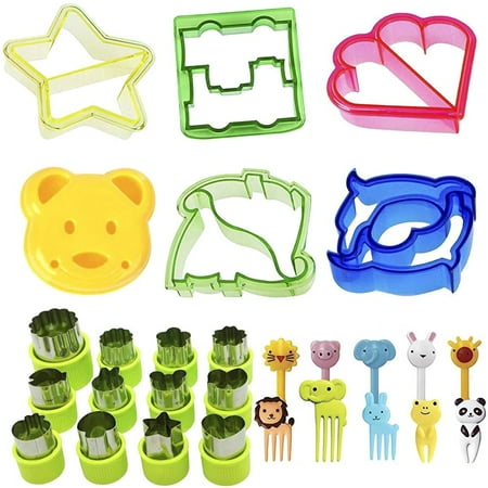 

Mosiee 28 Pcs Sandwich Cutting Machine With Dessert Forks Vegetable And Fruit Moulds