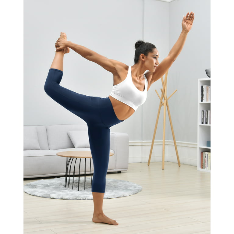 UUE 21 Inseam Navy Blue Workout Leggings For Women,Yoga Capris