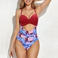 thumbnail image 2 of Cathalem Maillot de Bain une Pièce Noir pour Femmes Résistant au Chlore Col Carré Maillot de Bain une Pièce, Rouge m, 2 of 5