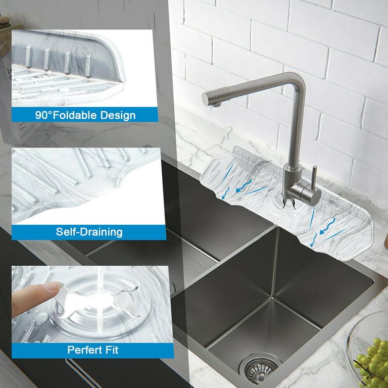 17 inch Kitchen Silicone Faucet Mat Sink Splash Guard Sponge Soap Pad  Non-slip