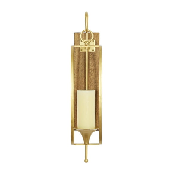 DecMode Gold Metal Geometric Wall Sconce