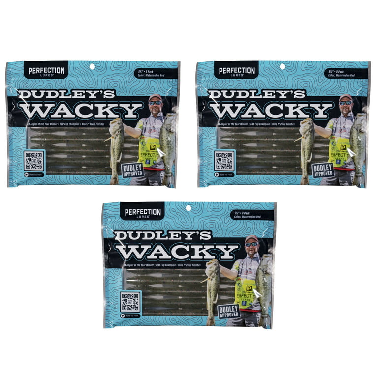 Perfection Lures Dudley's Wacky Worm Watermelon Red Bass Bait - 3 Pack Bundle