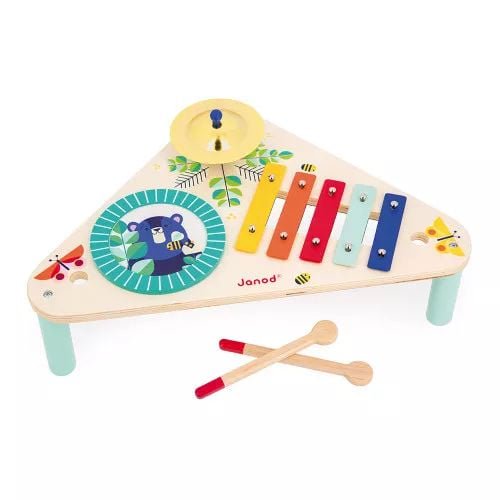 Janod - Wooden Children's Table - Toy Imitation and Musical Stimulation Design - Water-based Paint - Suitable from 12 months.