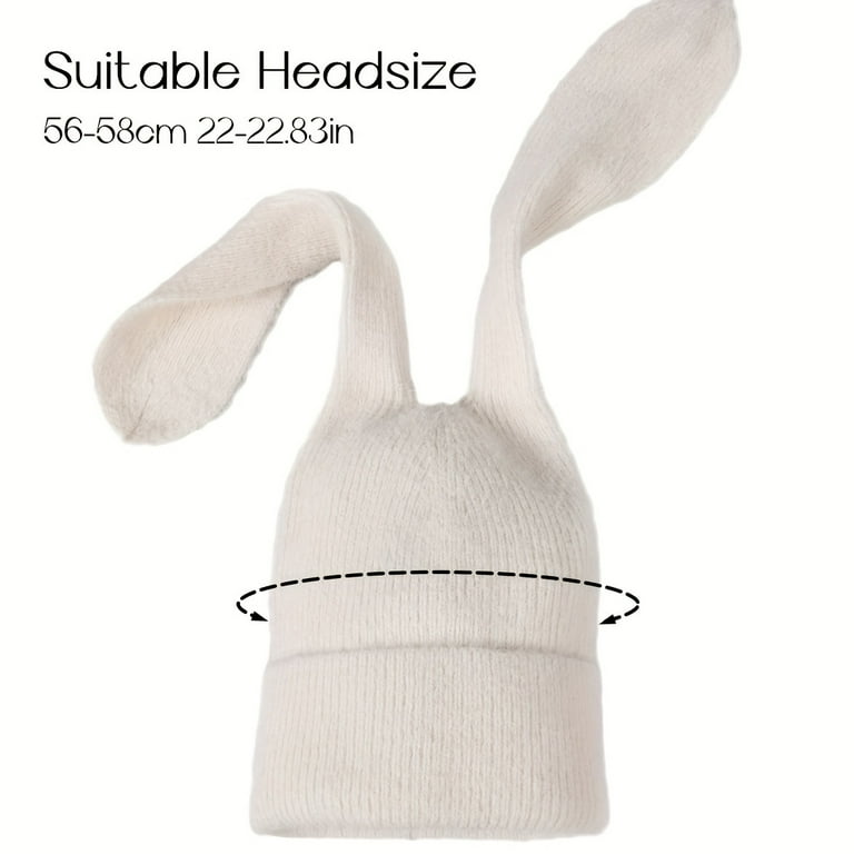 BLSCODE 1pc Cute Long Fluffy Bunny Ears Knitted Beanie Hat Purple BLSCODE 1pc Cute Long Fluffy Bunny Ears Knitted Beanie Hat Purple