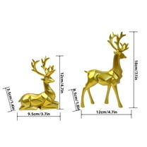 Kedshhgu 2 Pcs Christmas Resin Deer Figurines Sharp Edged Exquisite Golden Appearance, Home Decor Statues for Living Room, Bedroom, Office Desktop, Cabinets