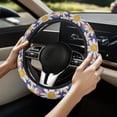 thumbnail image 2 of Uorisanigo Daisy Pattern Fluffy Steering Wheel Cover for Women Unique 15 Inch Car Steering Wheel Cover for Winter Breathable Car Steering Wheel Cover for Most Vehicle Car Decor Gift for Holiday, 2 of 8