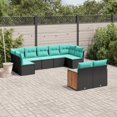 thumbnail image 1 of vidaXL 9 Piece Garden Sofa Set with Cushions Black Poly Rattan, 1 of 4