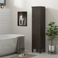 thumbnail image 2 of kleankin Armoire de Rangement Haute pour Salle de Bain avec Tablettes Ajustables, Brun Foncé, 2 of 10