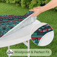 thumbnail image 5 of Turquoise Boho Tribal Triangles and Arrows Pattern Round Fitted Tablecloth with Elastic Edge,Dining Table Cover Waterproof,Outdoor Round Tablecloth for Camping,Dining,Indoor and Outdoor, 5 of 7