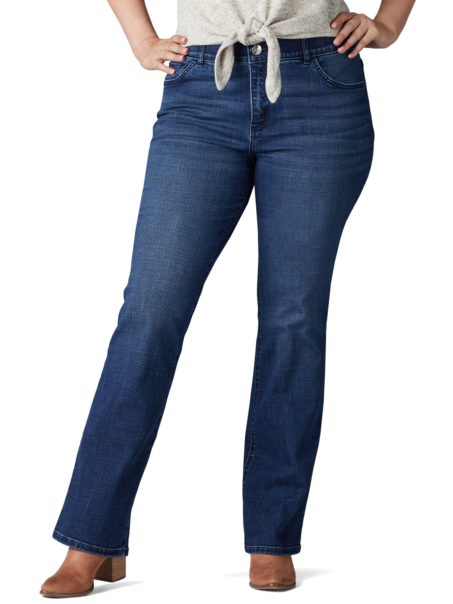Lee Womens Plus-Size Flex Motion Regular Fit Bootcut Jean Royal Skyline snap Hem 26W Medium