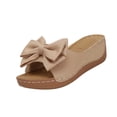 thumbnail image 2 of Willtoo Wedge Platform Sandals for Women Summer Dress Low Heels Cute Bow Open Toe Slides Sandals Soft Comfortable Slip On Beach Vacation Slippers Shoes Brown US-7.5（EU-39）, 2 of 5