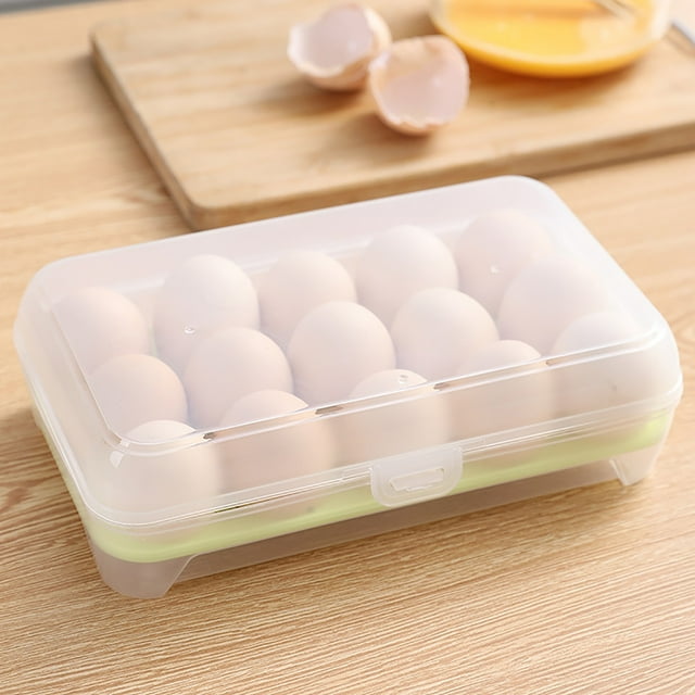 Oleegame 1PC Produce Storage Large Capacity Egg Holder For Refrigerator Egg Fresh Storage Box For Fridge Egg Storage Container Organizer Clear Plastic Storage Container Green