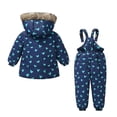 thumbnail image 5 of Tiweut Girls Outfits Set Boys Winter Coat Hooded Kids Thicken Windproof Zipper Warm Suspender Pants Suit,3-4 Y, 5 of 6