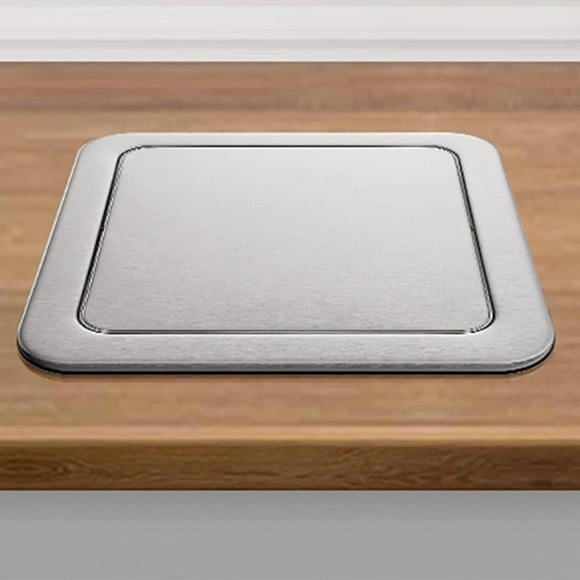 DELORM Recessed Countertop Flap Lid Trash Bin Balance Cover, Built-in Stainless Steel Trash Grommet, Flexible Center Swing Flush Recessed Trash Can Lid, Waste Chute Cover Recessed Counter Top Cover