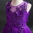 thumbnail image 5 of IBTOM CASTLE Little Big Girls Flower Tulle Dress Princess Pageant Wedding Birthday Party Formal Long Dance Evening Maxi Gown 8-9 Years Purple, 5 of 8