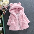 thumbnail image 5 of Godderr Toddler Girls Winter Fleece Coat Kids New Warm Outwear Mid length Newborn Baby Thickened Cotton Hooded Faux Fur Jacket for 9M-8Y, 5 of 8