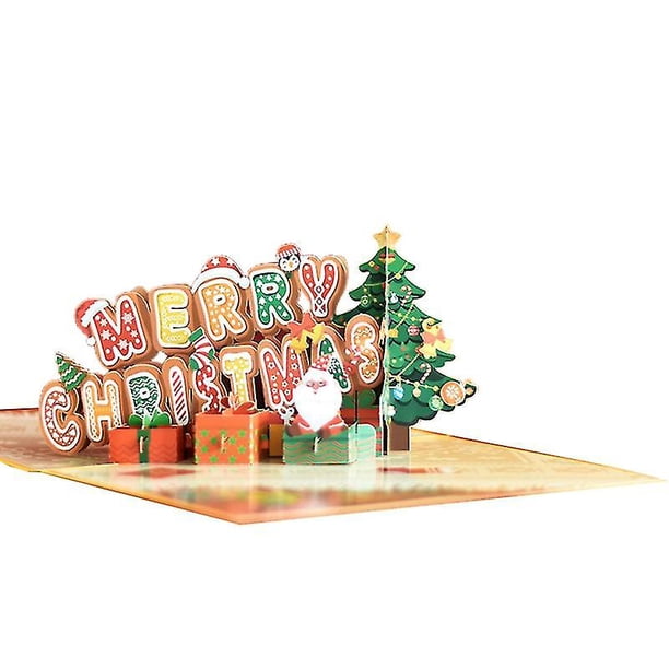 Tarjeta de felicitación de Navidad 3d, tarjeta de mensaje de bendición tridimensional plegable portátil para vacaciones de Navidad