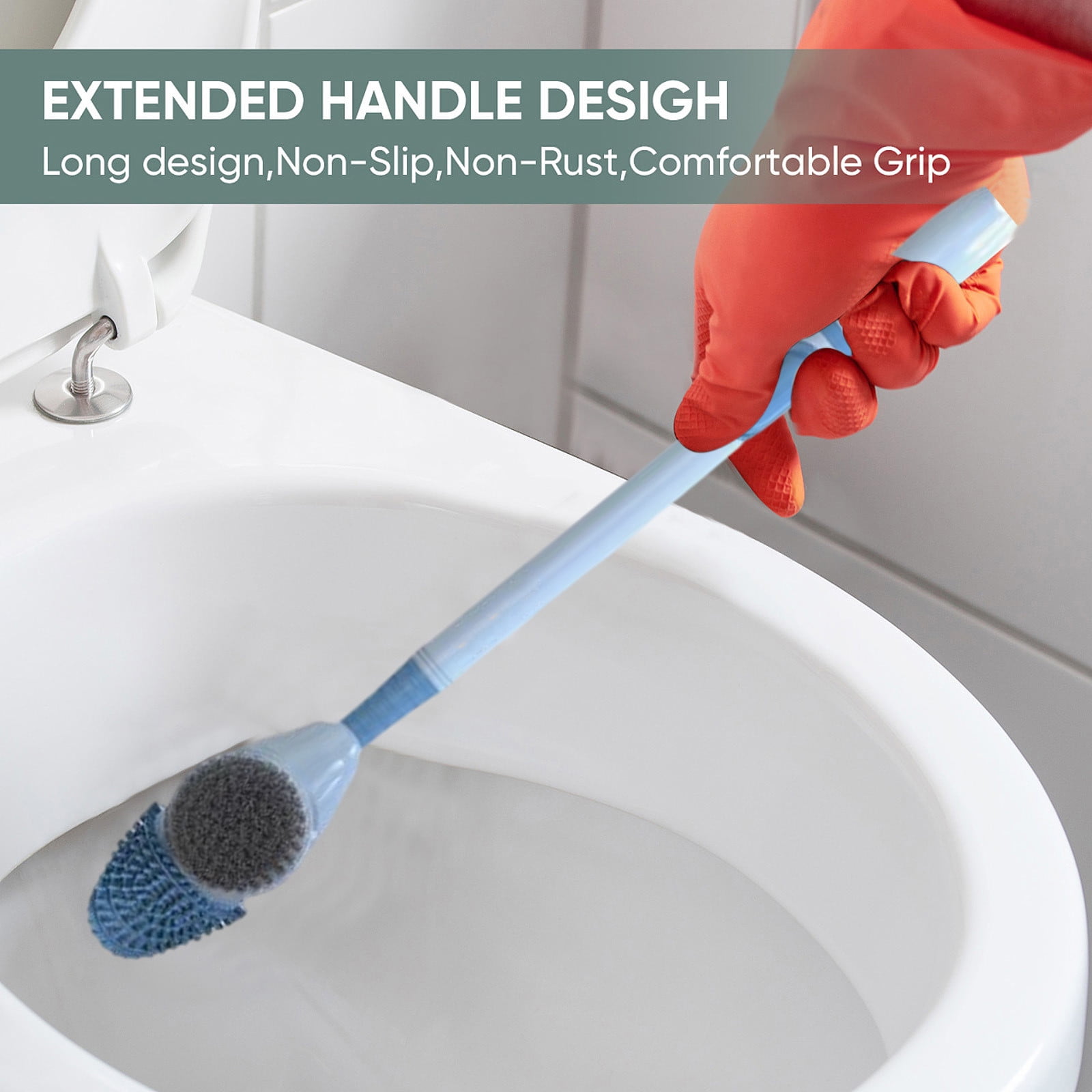SPOORYYO Bathroom Toilet Brush and Plunger Set, Wall-Mounted Flexible Brush with Cover for Deep Corner Cleaning
