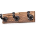 thumbnail image 5 of MyGift 3-Hook Wall Mounted Burnt Wood Coat Hooks, Industrial Style, 5 of 6