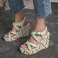 thumbnail image 1 of Zapatos de mujer Casual verano moda romana cuña serpiente patrón correas cruzadas cinturón hebilla cuña sandalias Wmkox8yii  sa3393, 1 of 8