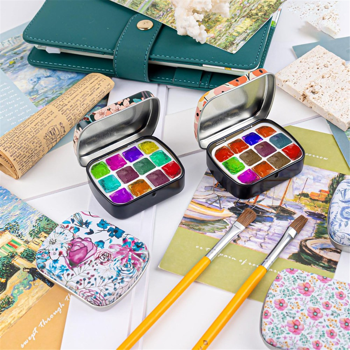 16 Pack Mini Empty Watercolor Palette Tin Watercolor Palette 12 Wellswith Lids Watercol mj3810
