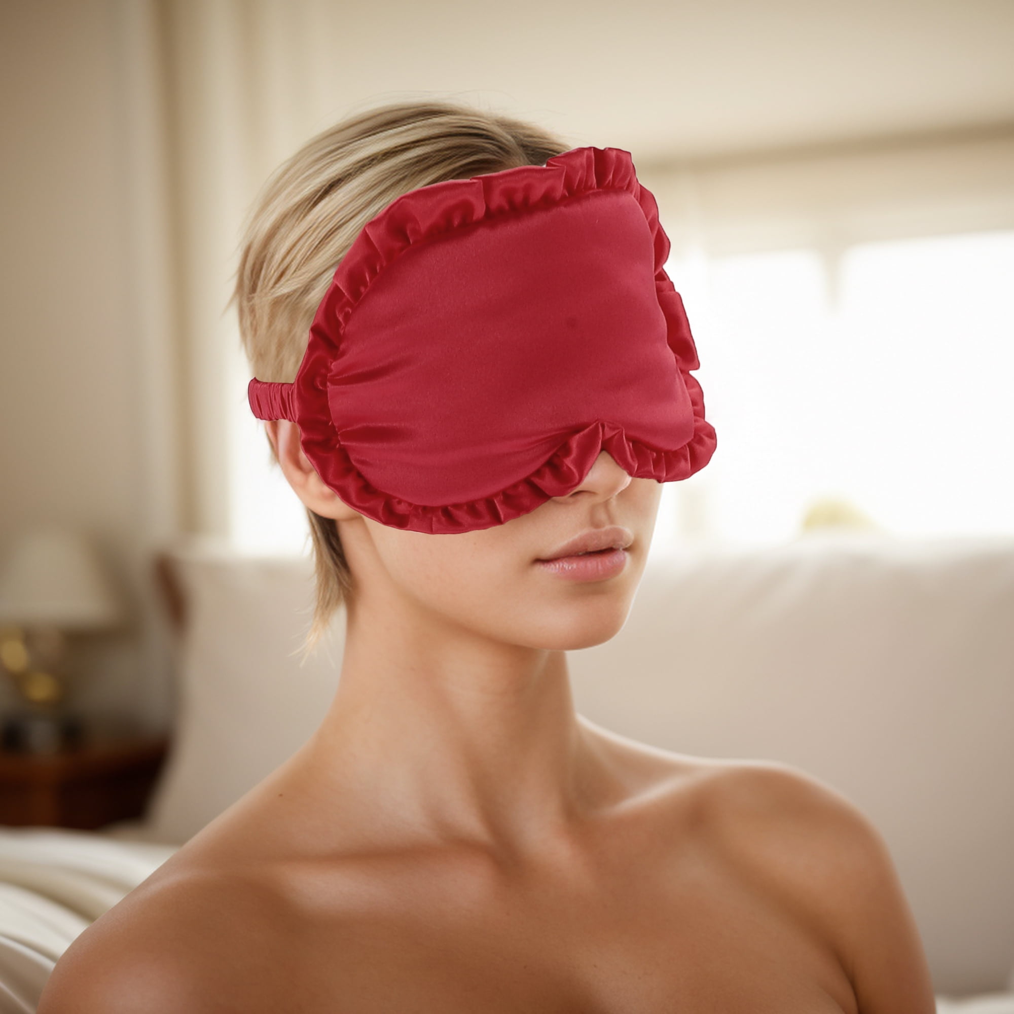 Unique Bargains Soft Flowers Style Sleep Mask Eye Shade Cover for Rest Red