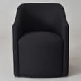 thumbnail image 6 of 25" Wide Upholstered Dining Chairs with Casters Modern Performance Fabric Barrel Back Rolling Dining Armchair for Kitchen Dining Room Living Room (Black), 6 of 14