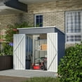 thumbnail image 2 of 6x4 FT Outdoor Storage Shed, Heavy-Duty Garden Shed with Lockable Door and Floor Base, All Weather Tool Shed with Plastic Corner Cap, Sloping Roof, Vents, for Backyard Patio Lawn, Gray, 2 of 8
