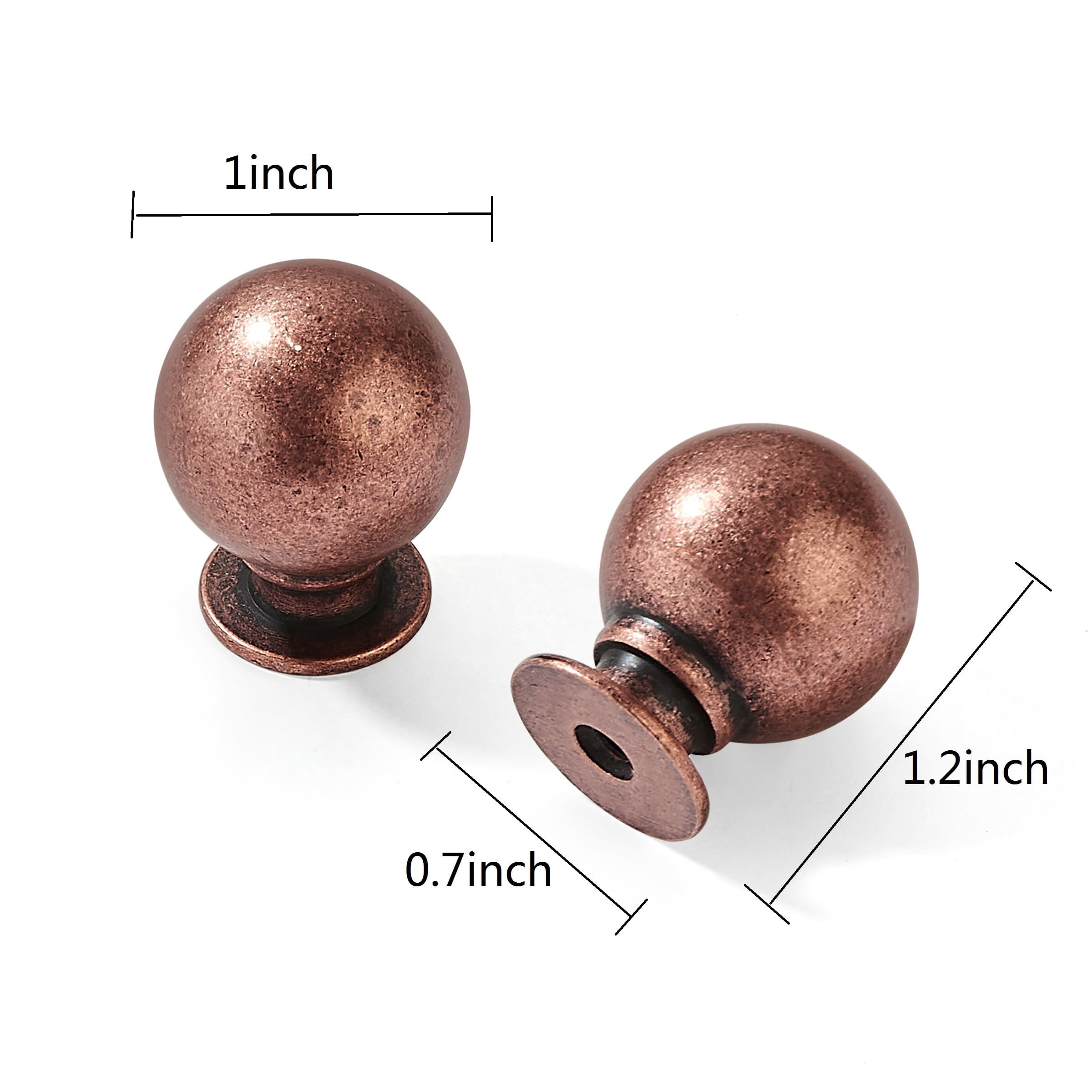10 Pack 1 Inch Vintage Ball Brushed Brass Cabinet Knobs Kitchen Cabinet Hardware Brushed Gold Drawer Knobs Pulls for Drawers.