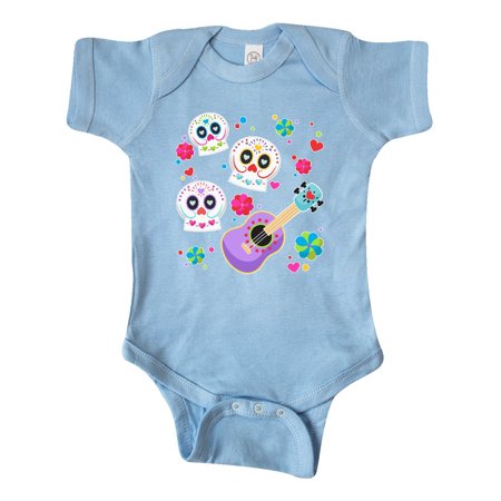 

Inktastic Day of the Dead Owl Sugar Skulls and Guitar Gift Baby Boy or Baby Girl Bodysuit