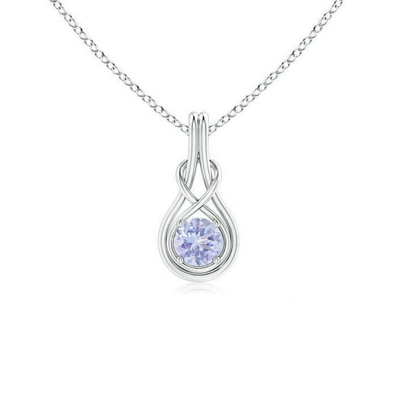 ANGARA Natural Round Tanzanite Solitaire Infinity Knot Pendant in 14K White Gold for Women (Size-5mm) | December Birthstone, Birthday, Anniversary, Jewelry Gift for Women | Natural Tanzanite Necklace