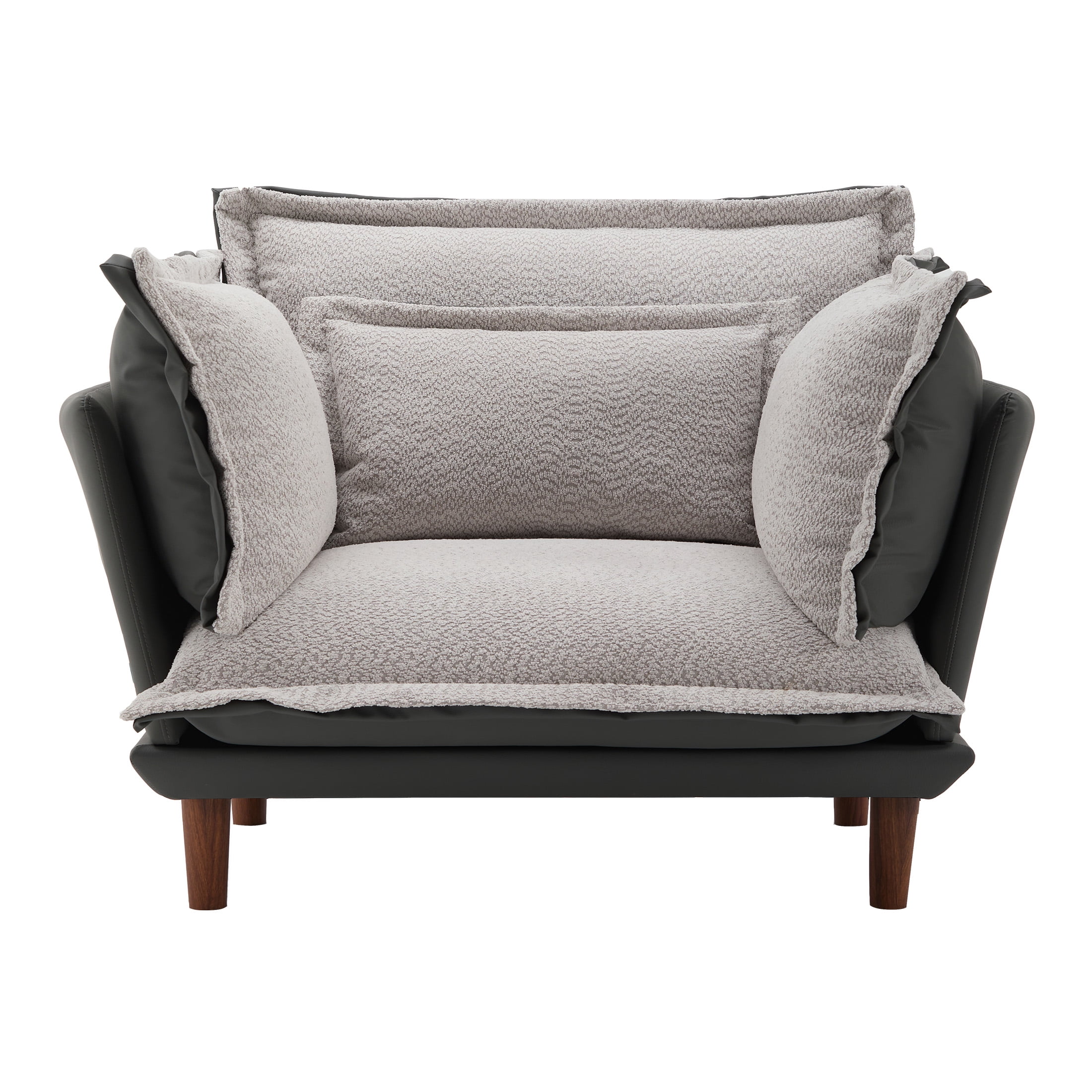 Aukfa Oversized Sofa Chair, Microfibers Accent Chair for Living Room, 5 Reversible Cushions, Gray